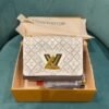 Louis Vuitton Embroidered Twist Logo Premium Double Box Bag With Shoulder Strap (45962-White_Grey)(LB)