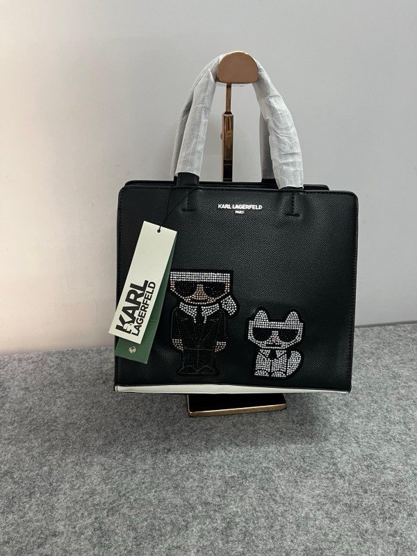 Karl Lagerfeld Maybelle Black Crossbody Bag Satchel With Dust Bag - (KB019-3 Black)(LB)