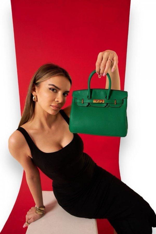 Hermes Malachite Green Togo Leather Rose Gold Hardware Birkin Bag With Dust Bag & OG Box (BK25 Malachite Green)