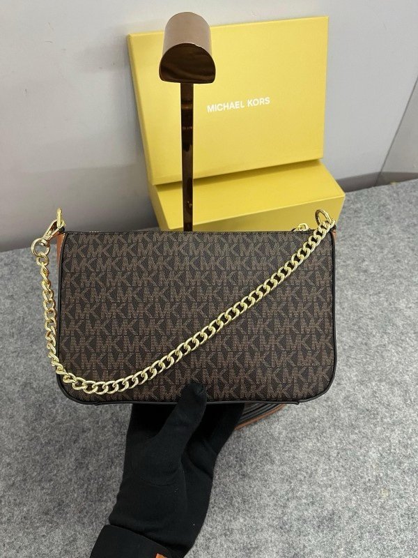 Michael Kors Jet Set Chain Pouchette Bag With OG Box & Dust Bag (Coffee Brown 22318)