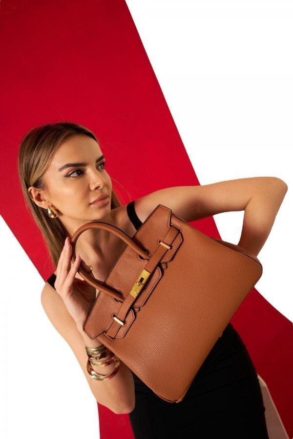 Hermes Brown Togo Leather Rose Gold Hardware Birkin Bag With Dust Bag & OG Box (BK25 Brown)