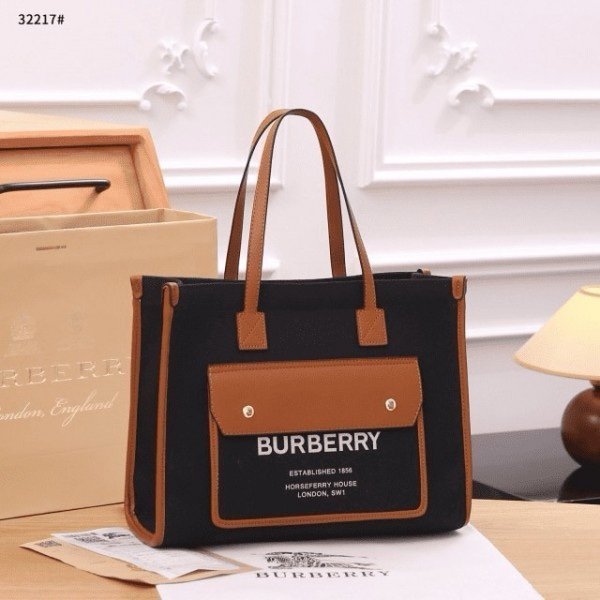 Burberry Horseferry London Tote Bag With Dust Bag (Black_Brown-985)(BSB)