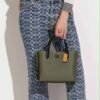 Coach Willow Leather Tote 24 In Colorblock Olive Green With Shoulder Strap & Dust Bag 8561(LB)