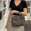 Michael_Kors Signature Emilia Brown Green Shoulder Bag With Premium Box Packaging & Accessories (8611)