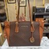 Michael Kore Voyager Leather Satchel Shoulder Bag With Dust Bag (19028_Coffee_Brown)(LB)