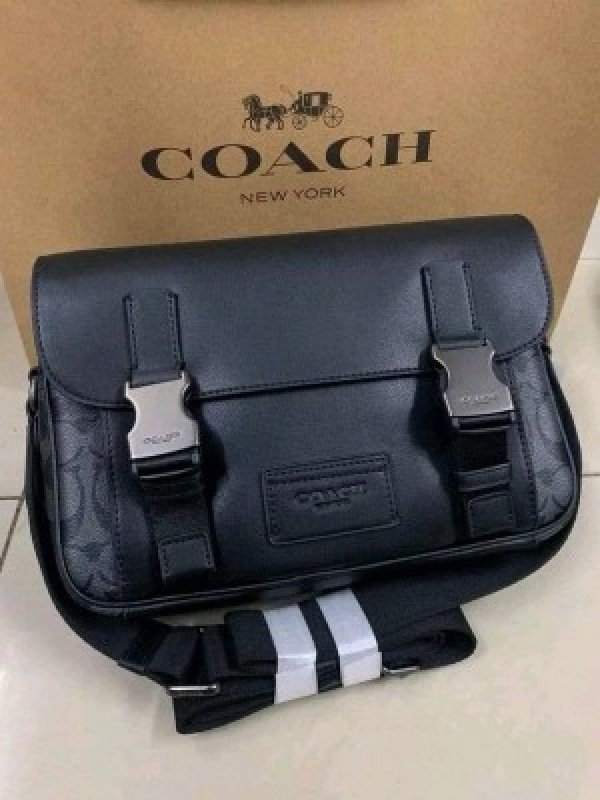 Coach Track Crossbody In Signature Canvas With Dust Bag 1680 Black(LB)