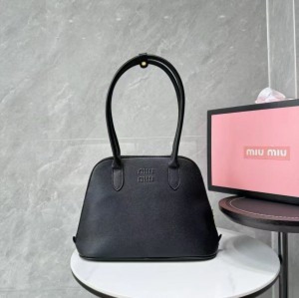 Miu Miu Embossed-Logo Medium Tote Bag With Dust Bag (3005 Black)(LB)