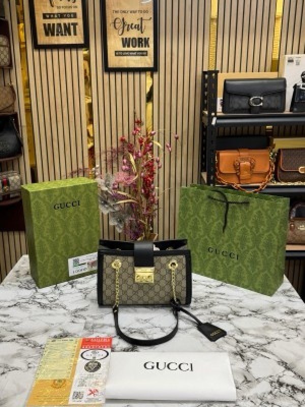 GUCC I PADLOCK HANDBAG WITH DUST BAG PREMIUM QUALITY (BLACK)(MT)