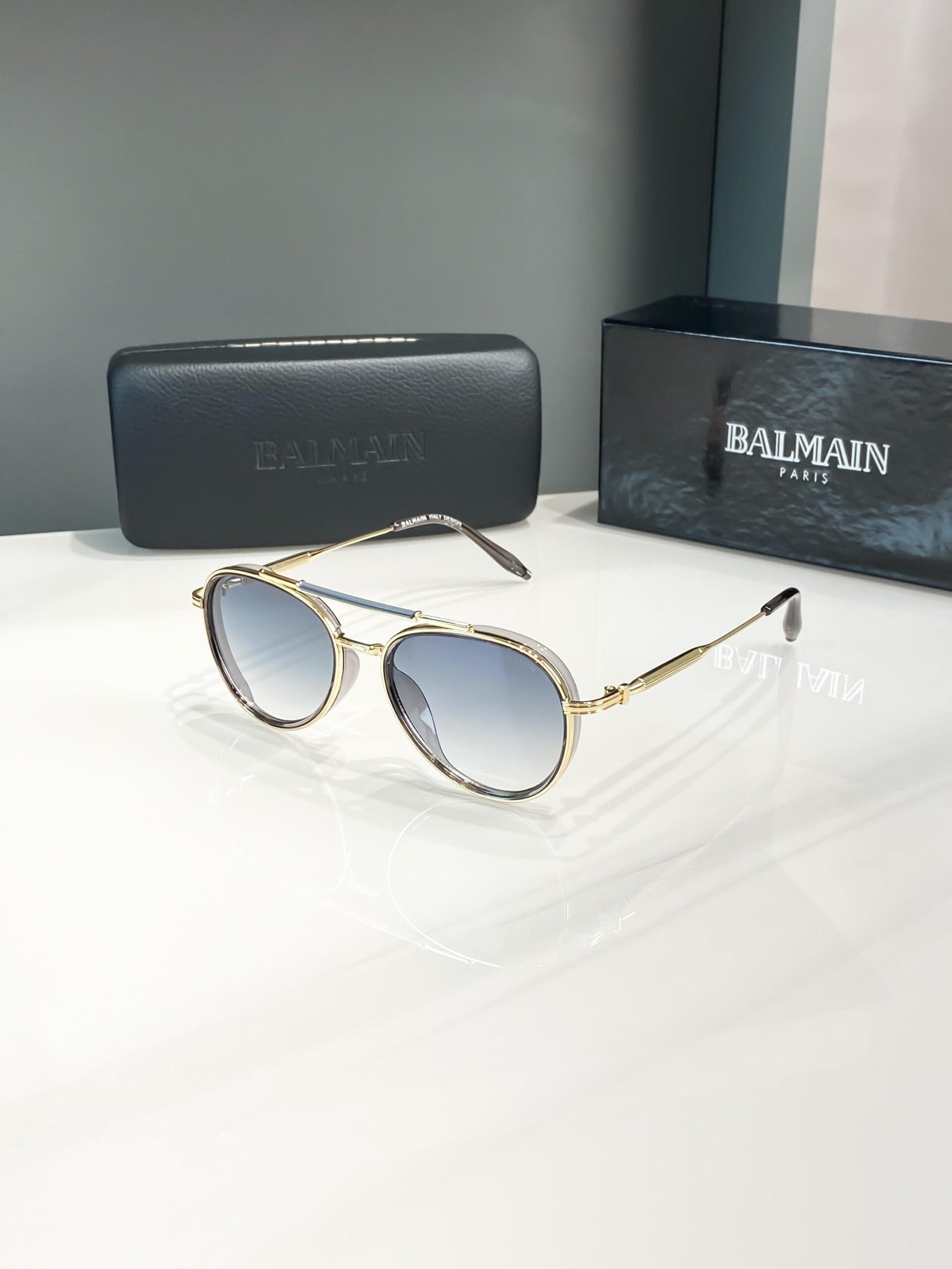 Balmain Gold Blue Shaded Sunglasses
