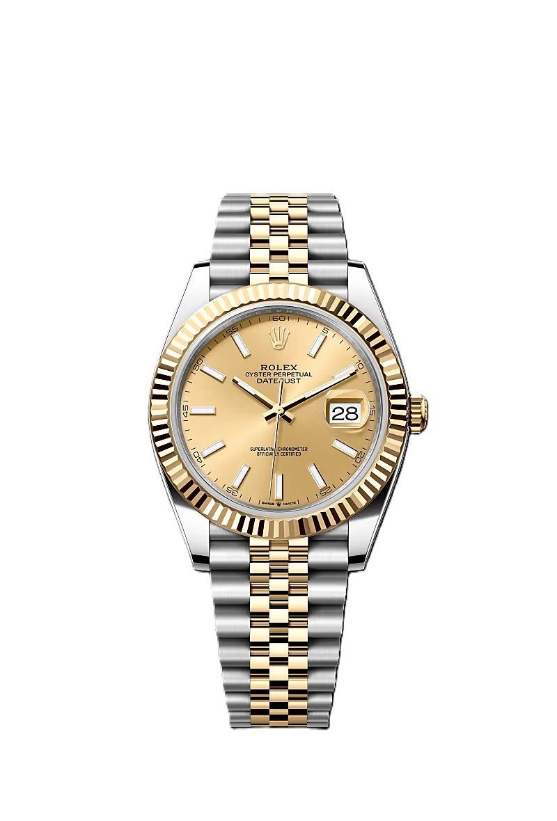 Rolex Datejust Gold Silver Gold Dial Metal Watch
