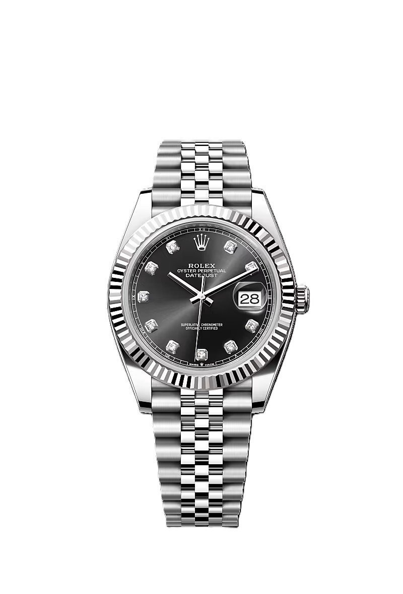 Rolex Date just 41 bright black, diamond-set