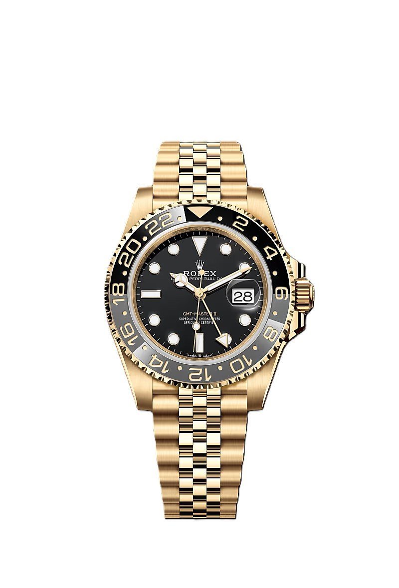 GMT-Master II yellow gold Jubilee bracelet and Black dial.
